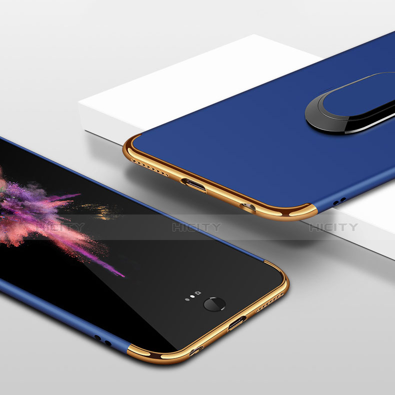 Etui Bumper Luxe Metal et Plastique avec Support Bague Anneau A01 pour Apple iPhone 6 Plus Bleu Plus