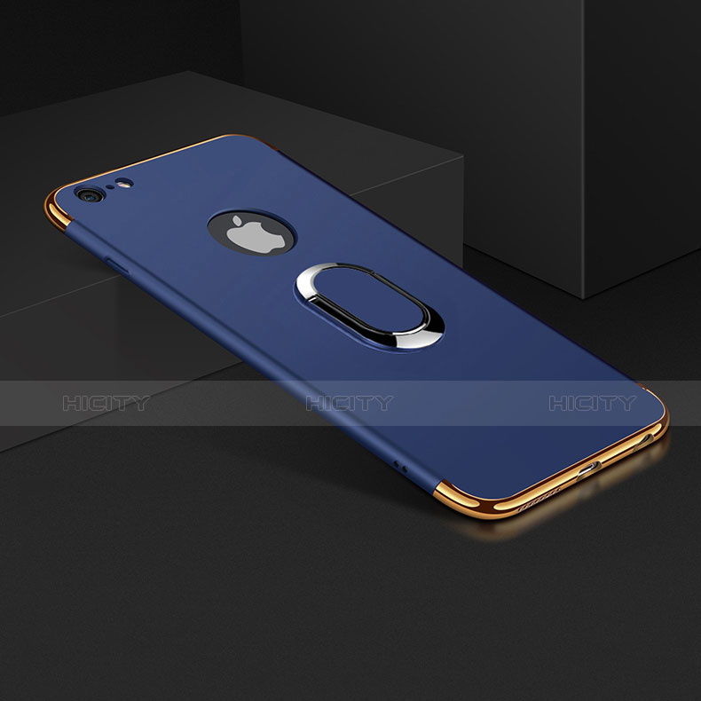 Etui Bumper Luxe Metal et Plastique avec Support Bague Anneau A01 pour Apple iPhone 6S Plus Bleu Plus