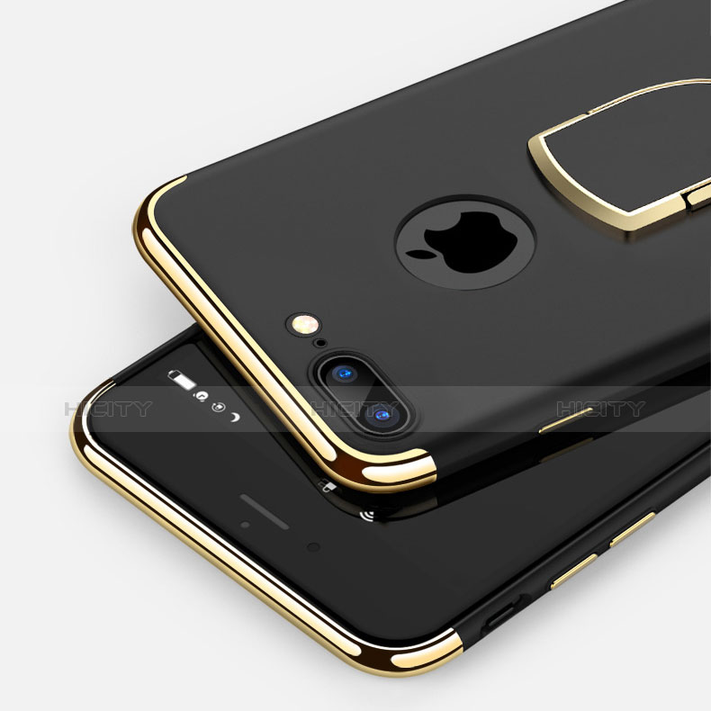 Etui Bumper Luxe Metal et Plastique avec Support Bague Anneau A03 pour Apple iPhone 8 Plus Noir Plus