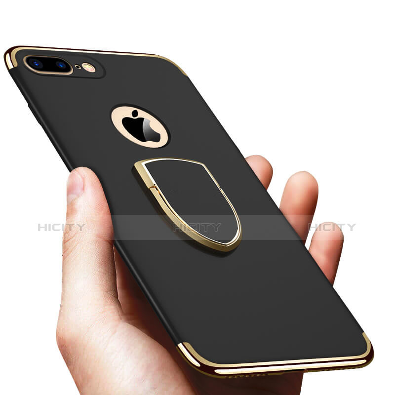 Etui Bumper Luxe Metal et Plastique avec Support Bague Anneau A03 pour Apple iPhone 8 Plus Noir Plus