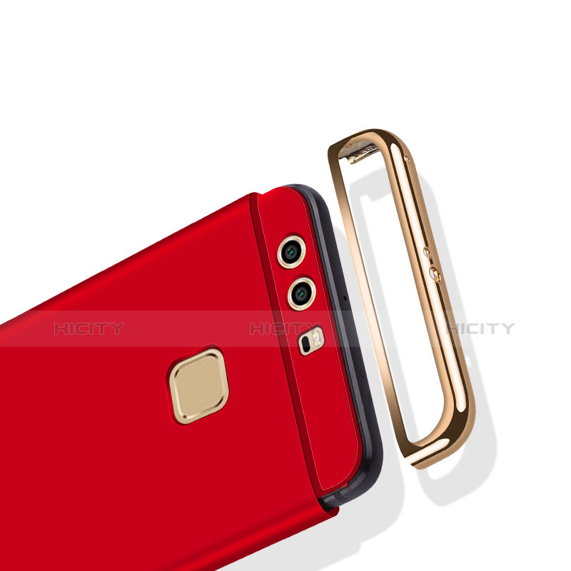 Etui Bumper Luxe Metal et Plastique avec Support Bague Anneau A03 pour Huawei P9 Plus Rouge Plus