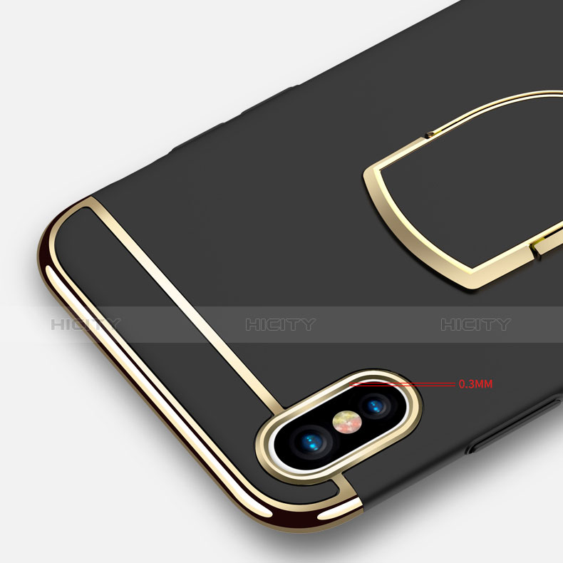 Etui Bumper Luxe Metal et Plastique avec Support Bague Anneau F05 pour Apple iPhone Xs Max Noir Plus