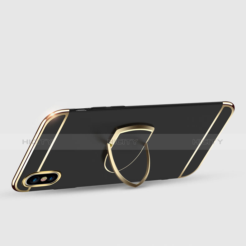 Etui Bumper Luxe Metal et Plastique avec Support Bague Anneau F05 pour Apple iPhone Xs Max Noir Plus