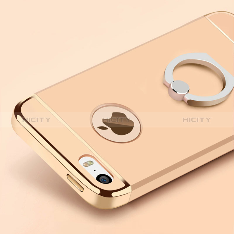 Etui Bumper Luxe Metal et Plastique avec Support Bague Anneau pour Apple iPhone SE Or Plus