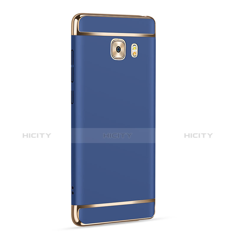 Etui Bumper Luxe Metal et Plastique avec Support Bague Anneau pour Samsung Galaxy C9 Pro C9000 Bleu Plus