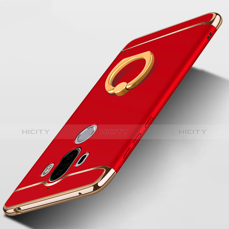 Etui Bumper Luxe Metal et Plastique avec Support Bague Anneau Q04 pour Huawei Mate 9 Rouge Plus