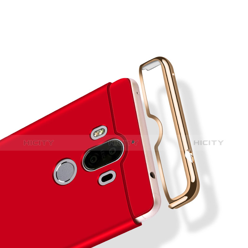 Etui Bumper Luxe Metal et Plastique avec Support Bague Anneau Q04 pour Huawei Mate 9 Rouge Plus
