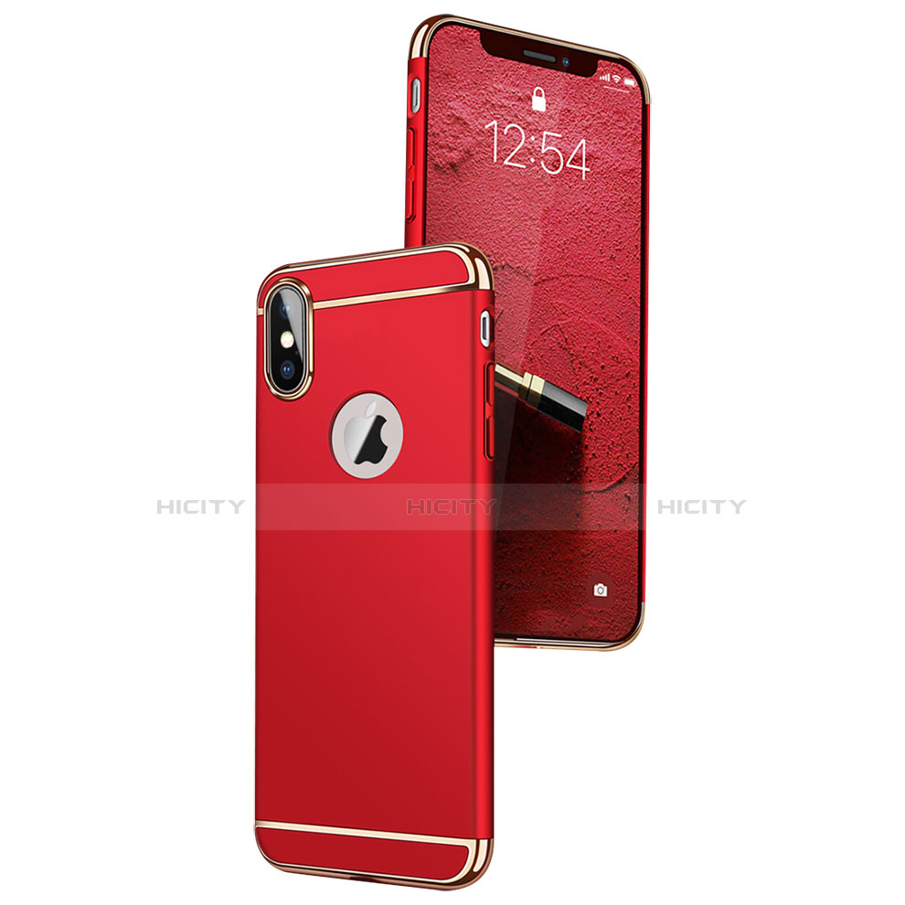 Etui Bumper Luxe Metal et Plastique C01 pour Apple iPhone Xs Rouge Plus