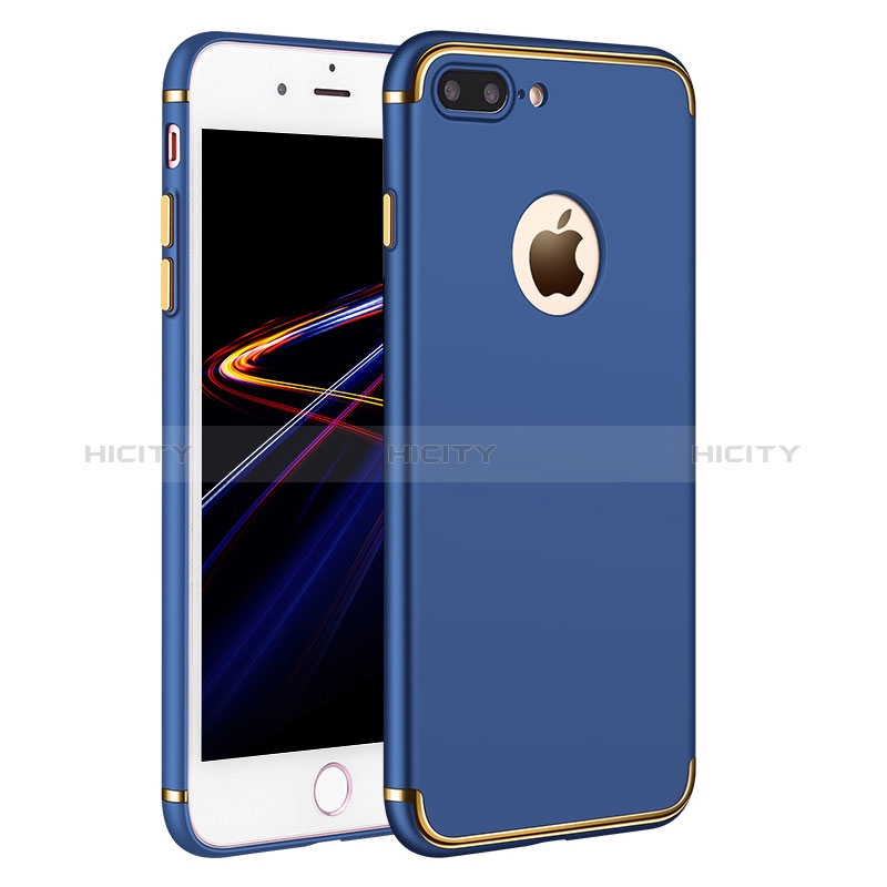 Etui Bumper Luxe Metal et Plastique F02 pour Apple iPhone 8 Plus Bleu Plus