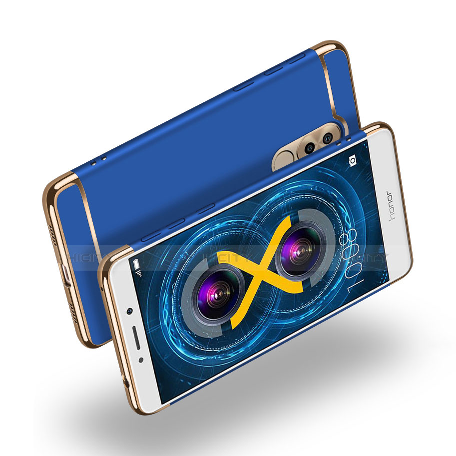 Etui Bumper Luxe Metal et Plastique M03 pour Huawei Honor 6X Pro Bleu Plus