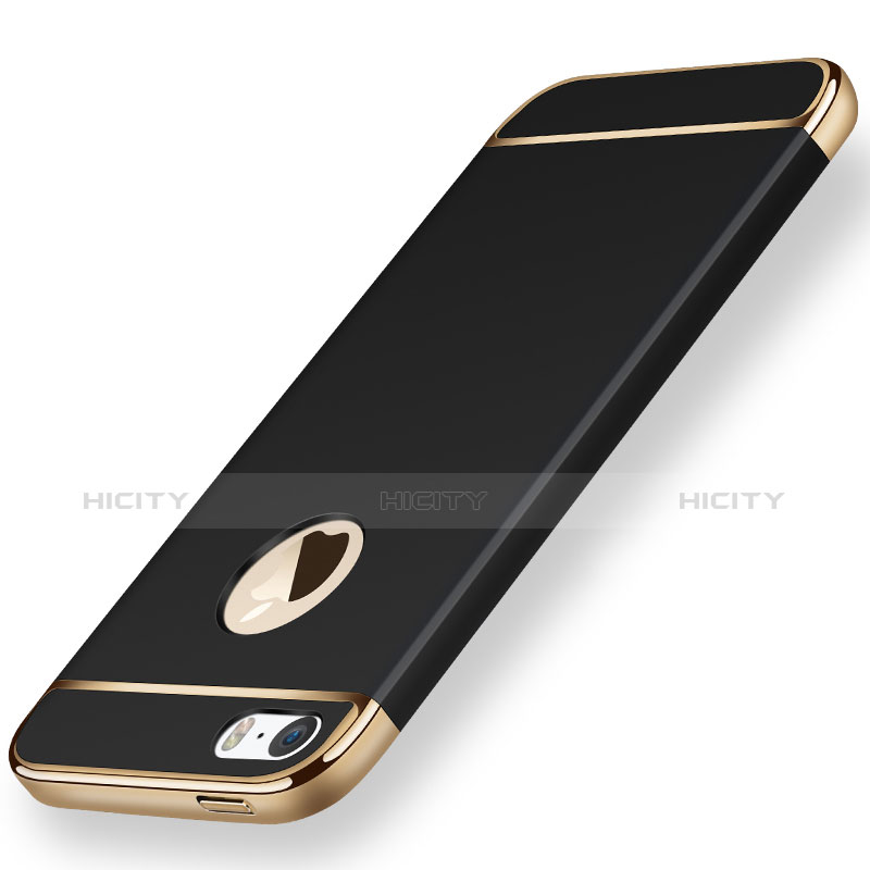 Etui Bumper Luxe Metal et Plastique pour Apple iPhone 5S Noir Plus