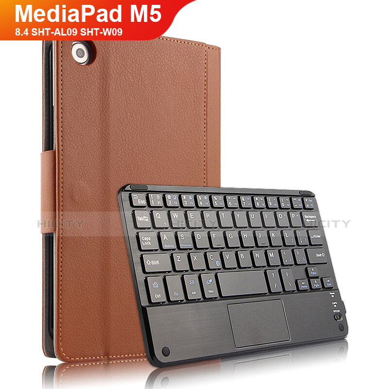 Etui Clapet Portefeuille Livre Cuir avec Clavier pour Huawei MediaPad M5 8.4 SHT-AL09 SHT-W09 Marron Plus