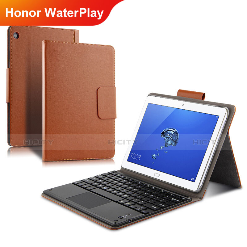 Etui Clapet Portefeuille Livre Cuir L01 pour Huawei Honor WaterPlay 10.1 HDN-W09 Or Plus