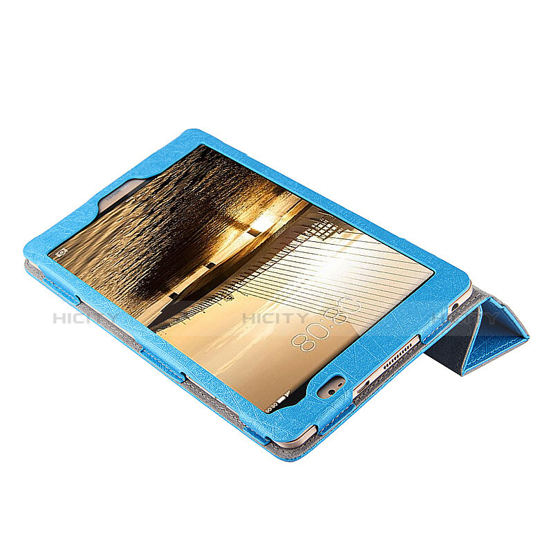 Etui Clapet Portefeuille Livre Cuir L01 pour Huawei Mediapad M2 8 M2-801w M2-803L M2-802L Bleu Plus