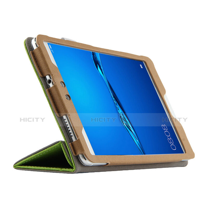 Etui Clapet Portefeuille Livre Cuir L01 pour Huawei MediaPad M3 Lite 8.0 CPN-W09 CPN-AL00 Vert Plus