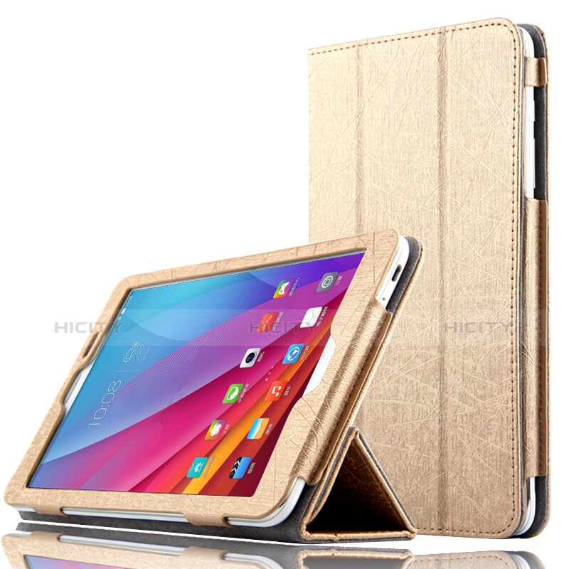 Etui Clapet Portefeuille Livre Cuir L01 pour Huawei Mediapad T2 7.0 BGO-DL09 BGO-L03 Or Plus