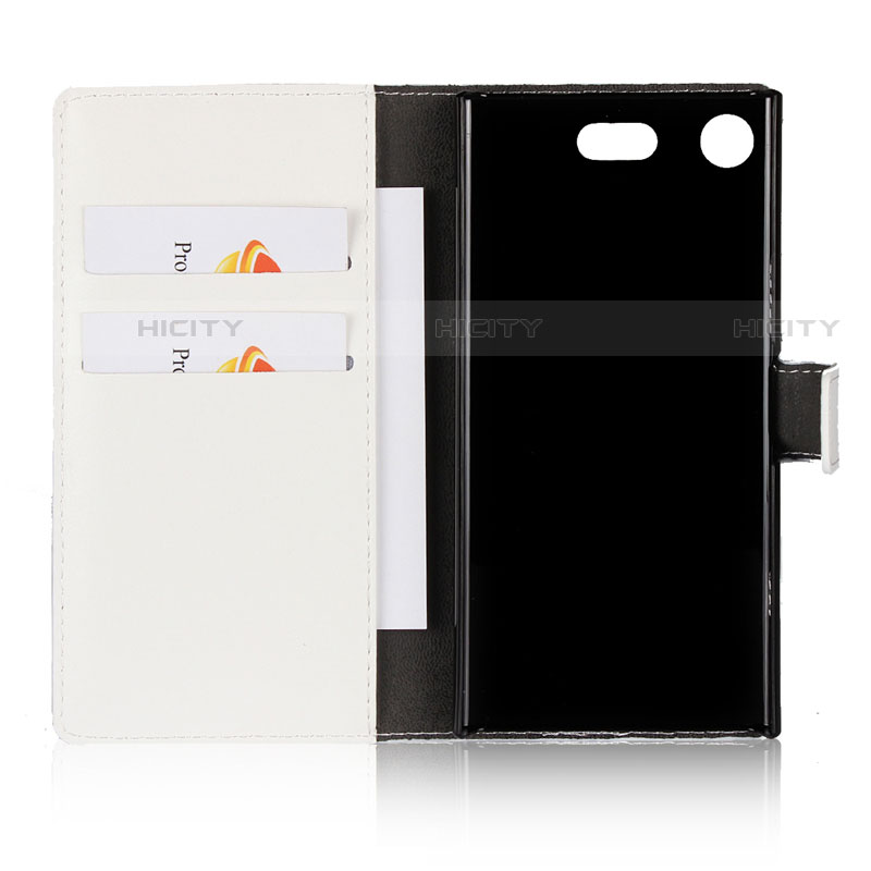 Etui Clapet Portefeuille Livre Cuir L01 pour Sony Xperia XZ1 Compact Blanc Plus