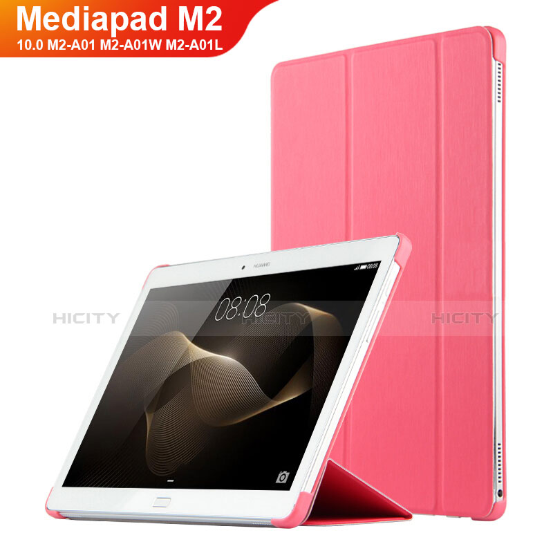 Etui Clapet Portefeuille Livre Cuir L02 pour Huawei MediaPad M2 10.0 M2-A01 M2-A01W M2-A01L Rose Plus