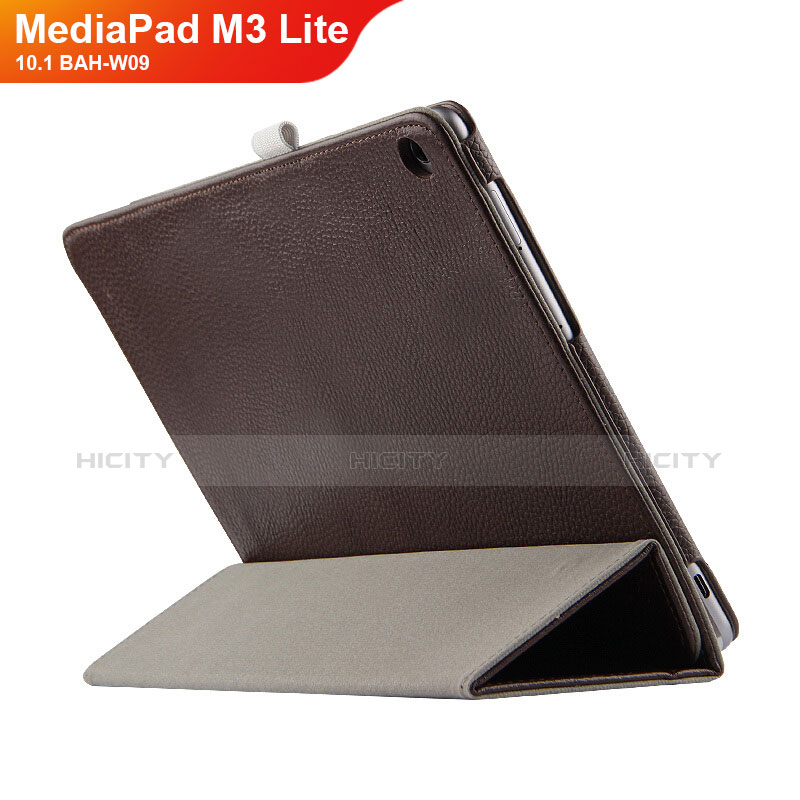 Etui Clapet Portefeuille Livre Cuir L03 pour Huawei MediaPad M3 Lite 10.1 BAH-W09 Marron Plus
