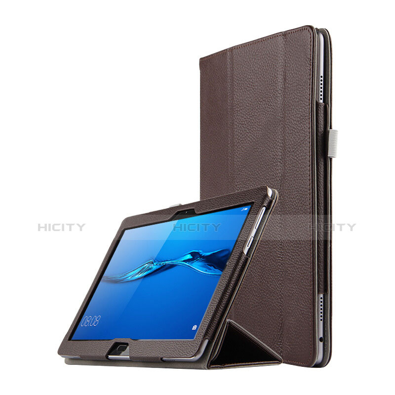 Etui Clapet Portefeuille Livre Cuir L03 pour Huawei MediaPad M3 Lite 10.1 BAH-W09 Marron Plus