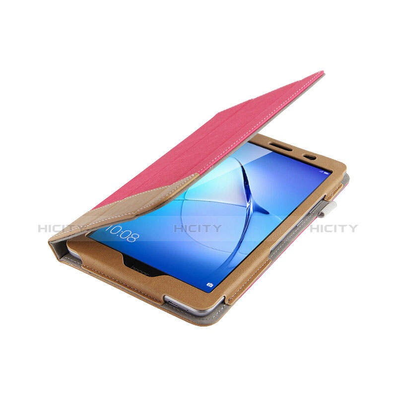 Etui Clapet Portefeuille Livre Cuir L03 pour Huawei MediaPad T3 8.0 KOB-W09 KOB-L09 Rouge Plus
