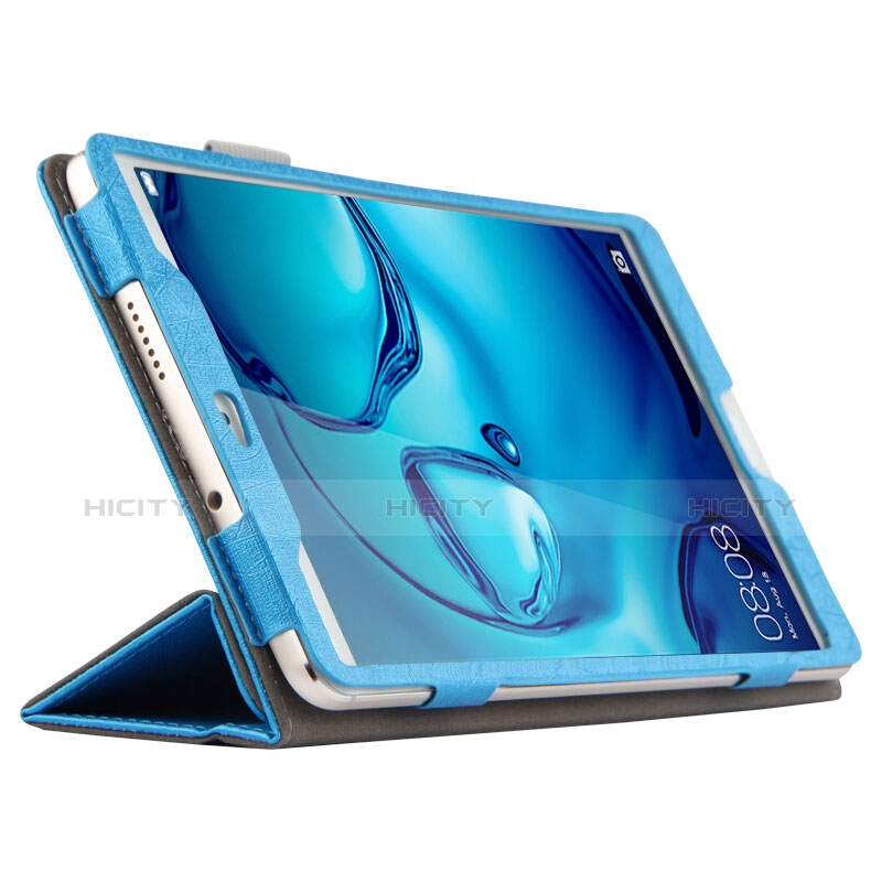 Etui Clapet Portefeuille Livre Cuir L04 pour Huawei Mediapad M3 8.4 BTV-DL09 BTV-W09 Bleu Plus
