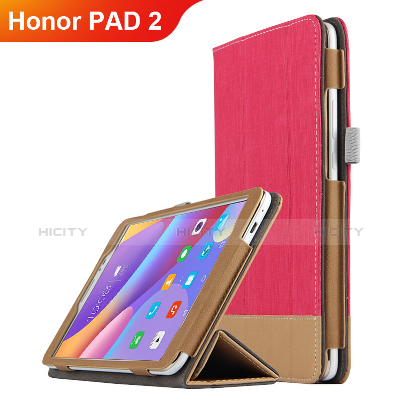 Etui Clapet Portefeuille Livre Cuir L05 pour Huawei Honor Pad 2 Rouge Plus