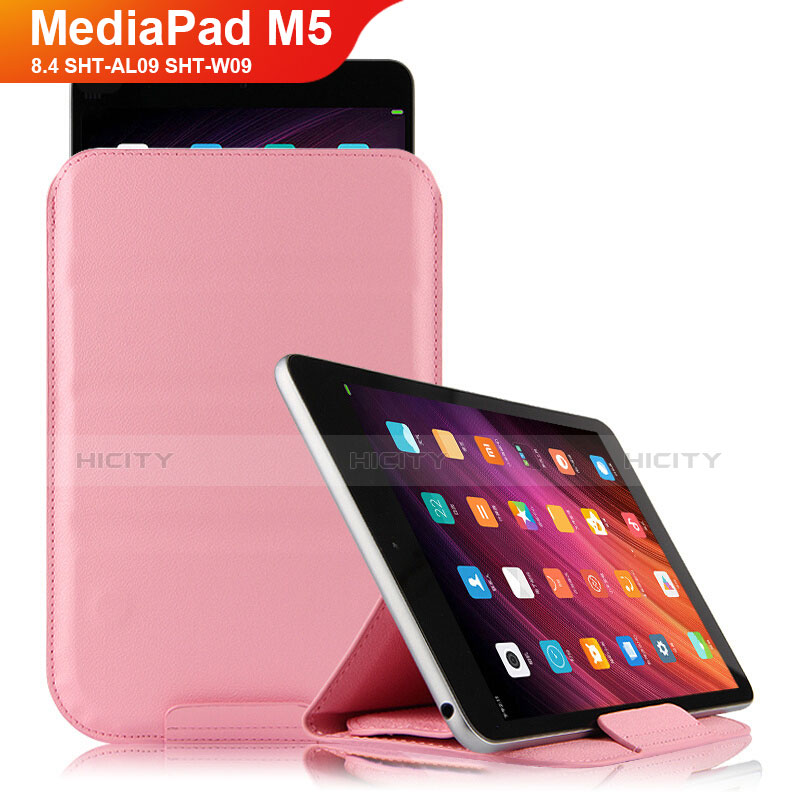 Etui Clapet Portefeuille Livre Cuir L06 pour Huawei MediaPad M5 8.4 SHT-AL09 SHT-W09 Rose Plus