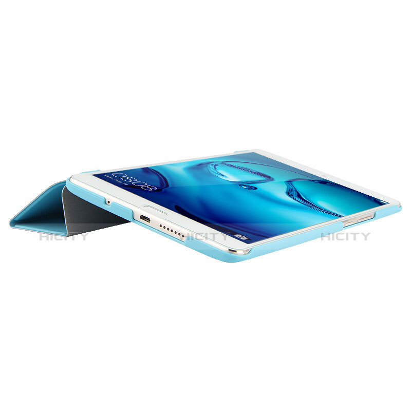 Etui Clapet Portefeuille Livre Cuir pour Huawei Mediapad M3 8.4 BTV-DL09 BTV-W09 Cyan Plus