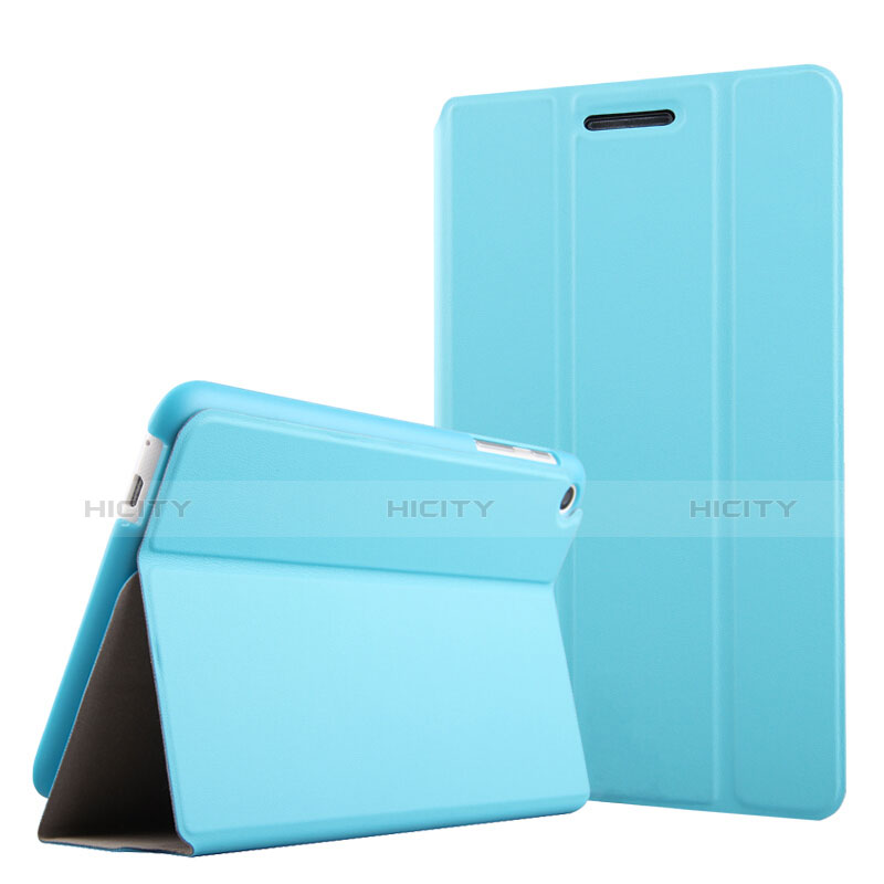 Etui Clapet Portefeuille Livre Cuir pour Huawei Mediapad T2 7.0 BGO-DL09 BGO-L03 Bleu Ciel Plus