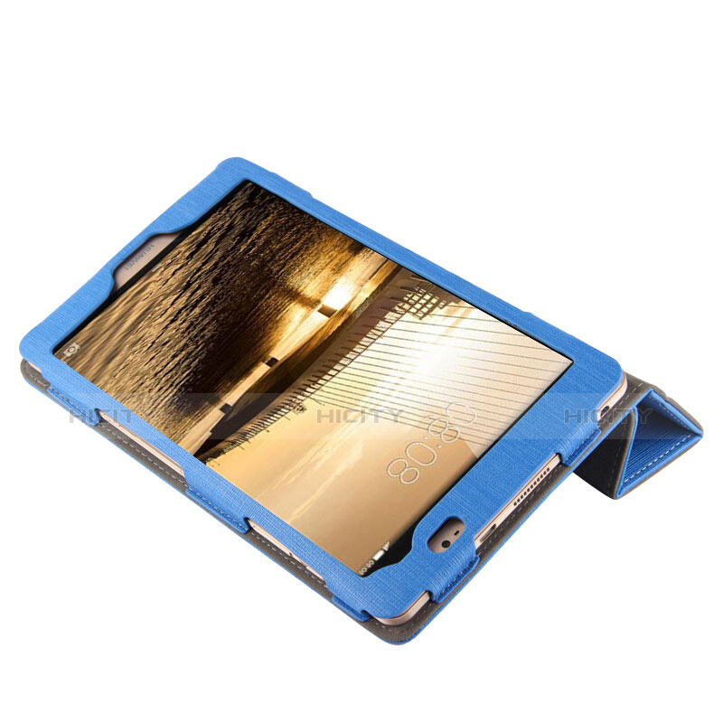 Etui Clapet Portefeuille Livre Tissu pour Huawei Mediapad M2 8 M2-801w M2-803L M2-802L Bleu Plus