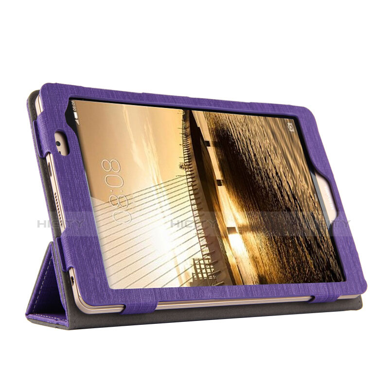 Etui Clapet Portefeuille Livre Tissu pour Huawei Mediapad M2 8 M2-801w M2-803L M2-802L Violet Plus