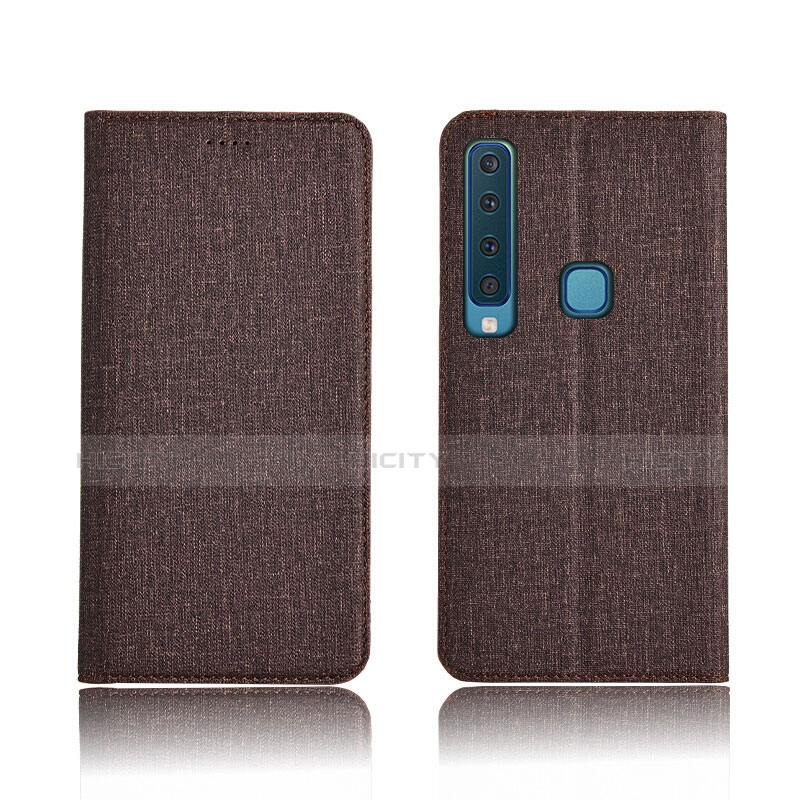 Etui Clapet Portefeuille Livre Tissu pour Samsung Galaxy A9s Marron Plus