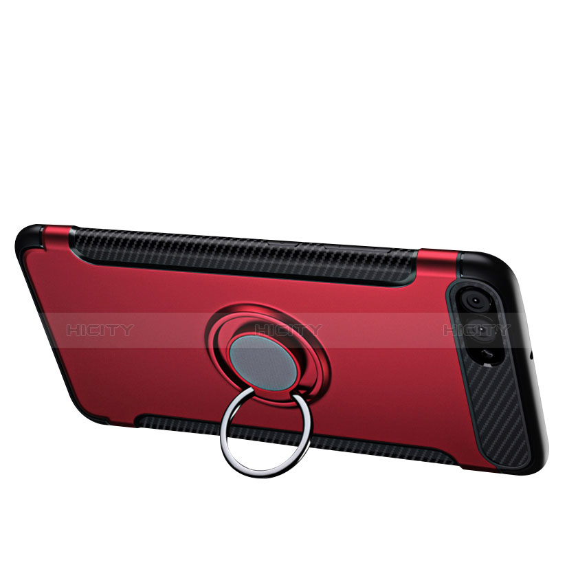 Etui Contour Silicone et Plastique Mat avec Support Bague Anneau pour Huawei Nova 2S Rouge Plus