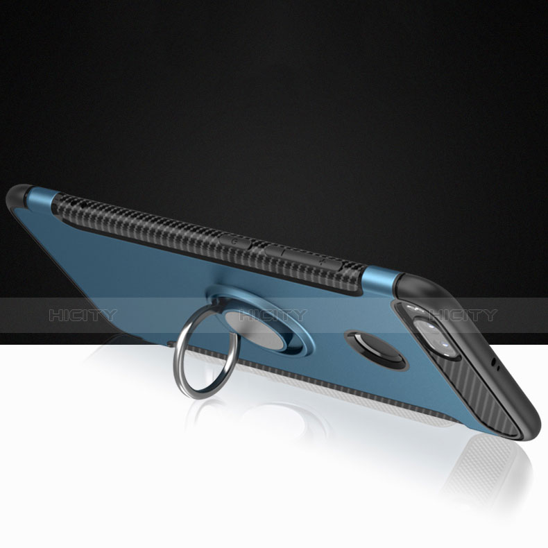 Etui Contour Silicone et Plastique Mat avec Support Bague Anneau pour Xiaomi Mi 5X Bleu Plus