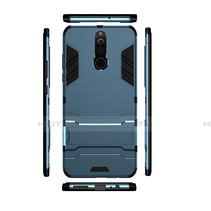 Etui Contour Silicone et Plastique Mat avec Support pour Huawei G10 Bleu Plus