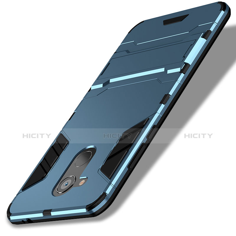 Etui Contour Silicone et Plastique Mat avec Support pour Huawei Honor 6C Pro Bleu Plus