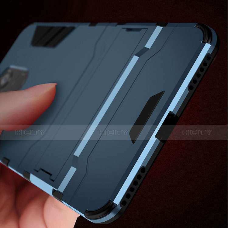 Etui Contour Silicone et Plastique Mat avec Support pour Huawei Honor 6C Pro Bleu Plus
