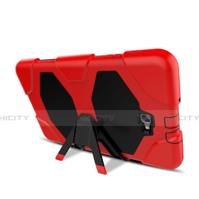 Etui Contour Silicone et Plastique Mat avec Support pour Samsung Galaxy Tab A6 10.1 SM-T580 SM-T585 Rouge Plus