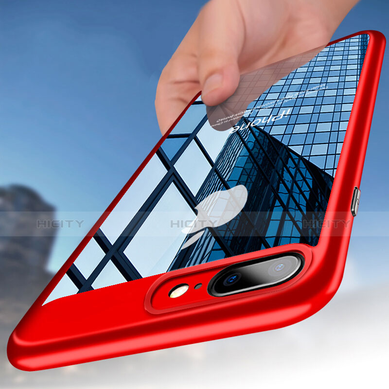 Etui Contour Silicone et Vitre Transparente B01 pour Apple iPhone 7 Plus Rouge Plus