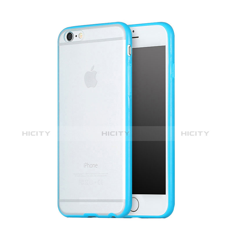 Etui Contour Silicone et Vitre Transparente Mat pour Apple iPhone 6 Bleu Plus