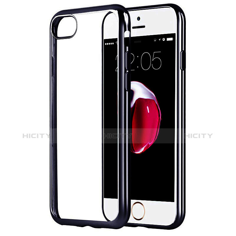 Etui Contour Silicone et Vitre Transparente Mat pour Apple iPhone 7 Noir Plus