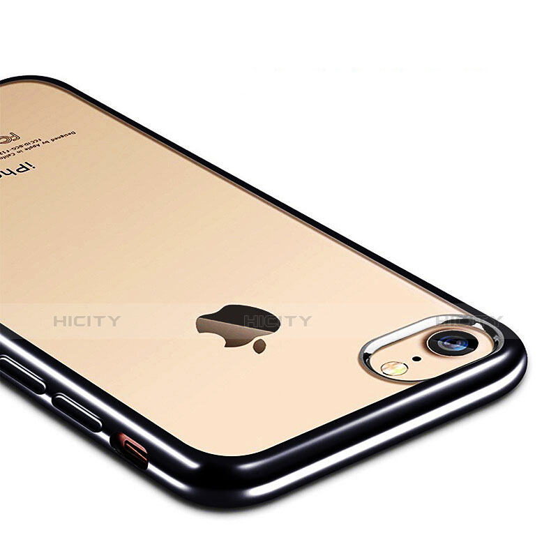 Etui Contour Silicone et Vitre Transparente Mat pour Apple iPhone 7 Noir Plus