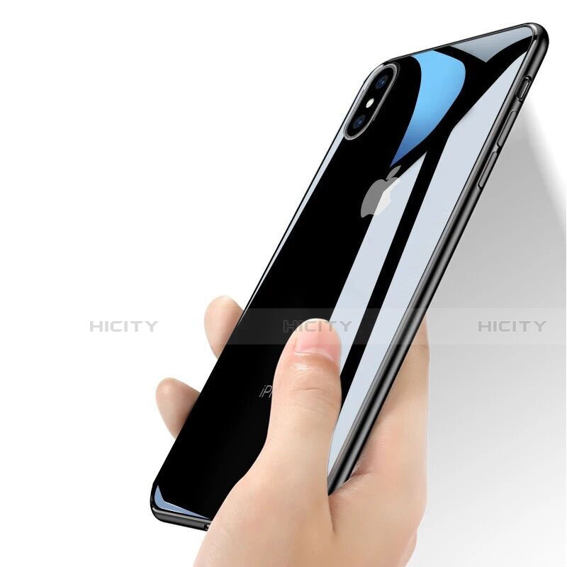 Etui Contour Silicone et Vitre Transparente Miroir pour Apple iPhone X Noir Plus