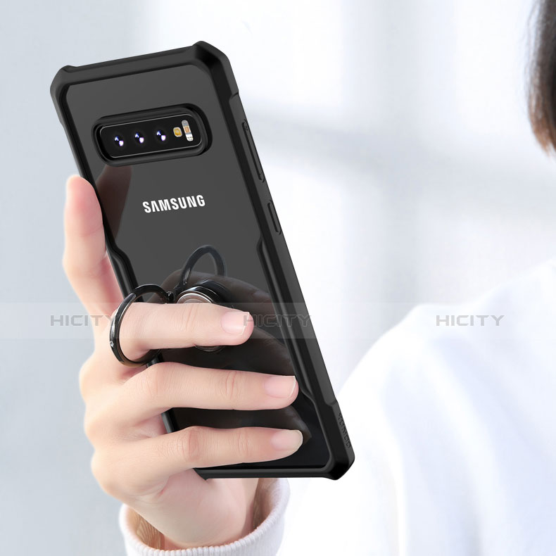 Etui Contour Silicone et Vitre Transparente Miroir pour Samsung Galaxy S10 Noir Plus
