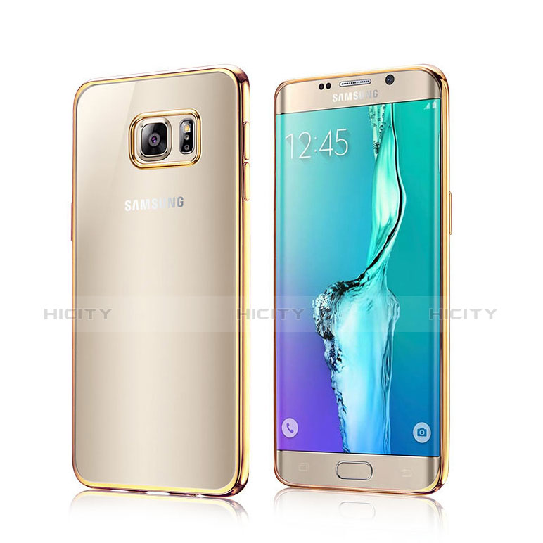 Etui Contour Silicone Transparente Gel pour Samsung Galaxy S6 Edge SM-G925 Or Plus