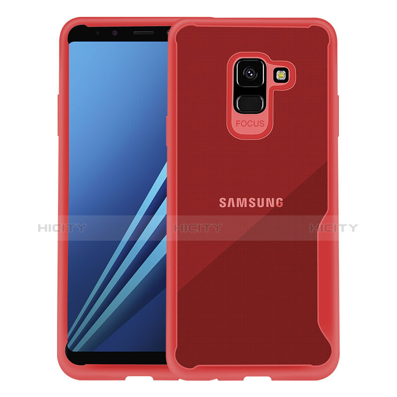 Etui Contour Silicone Transparente pour Samsung Galaxy A8+ A8 Plus (2018) Duos A730F Rouge Plus