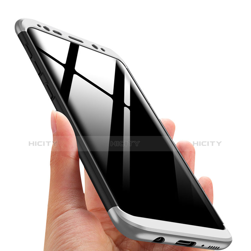 Etui Plastique Mat Protection Integrale 360 Degres Avant et Arriere M03 pour Samsung Galaxy S8 Argent Plus