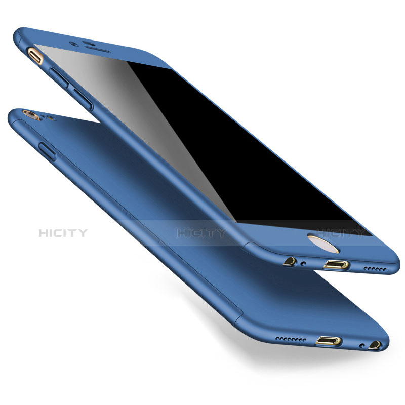 Etui Plastique Mat Protection Integrale 360 Degres Avant et Arriere pour Apple iPhone 6S Bleu Plus