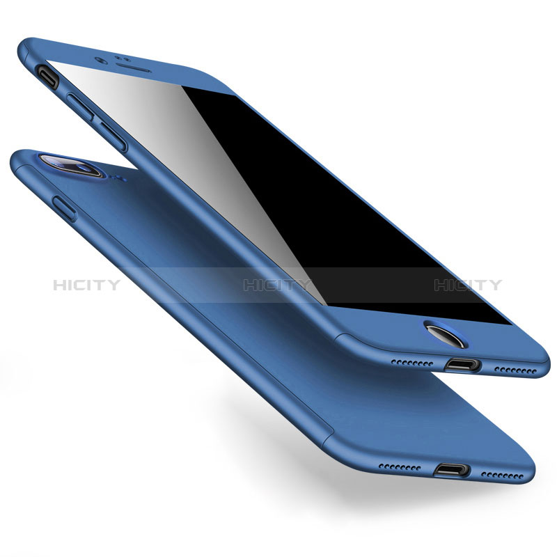 Etui Plastique Mat Protection Integrale 360 Degres Avant et Arriere Q01 pour Apple iPhone 8 Plus Bleu Plus